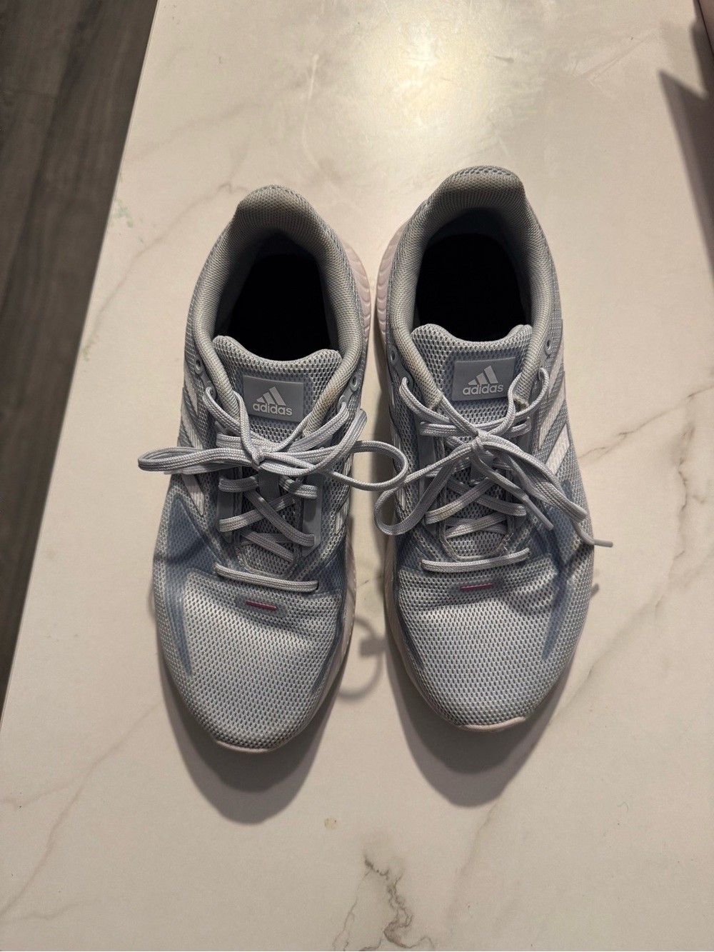 adidas Kids Light Gray Mesh Sneakers - Lace-Up Athletic Shoes